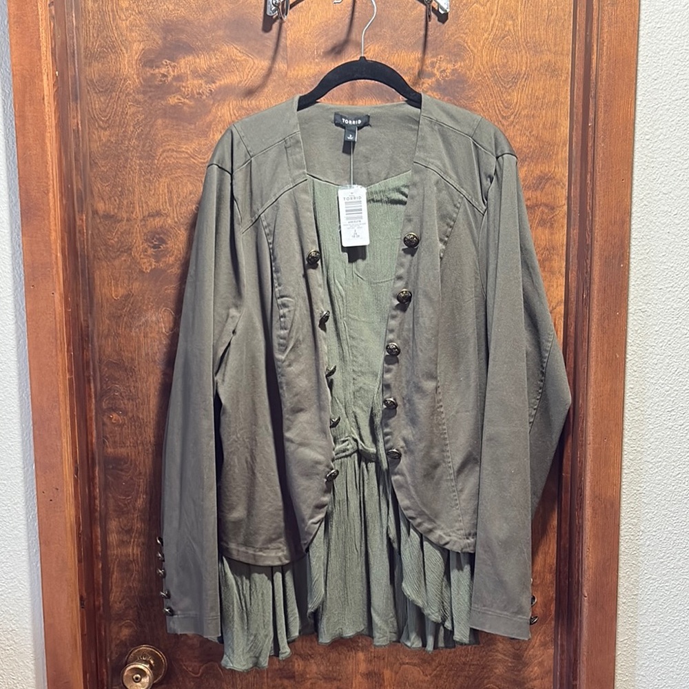 Torrid Olive Utility Jacket with Buttons